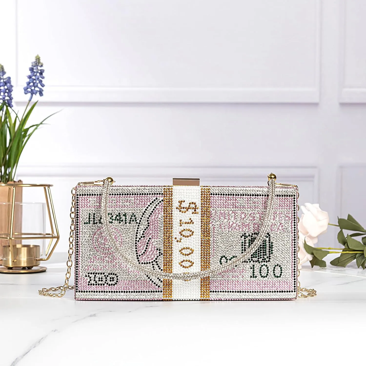 Covelin Dollar Clutch Purse for Women from, Rhinestone Evening Handbag Money Bag