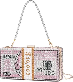 Covelin Dollar Clutch Purse for Women from, Rhinestone Evening Handbag Money Bag