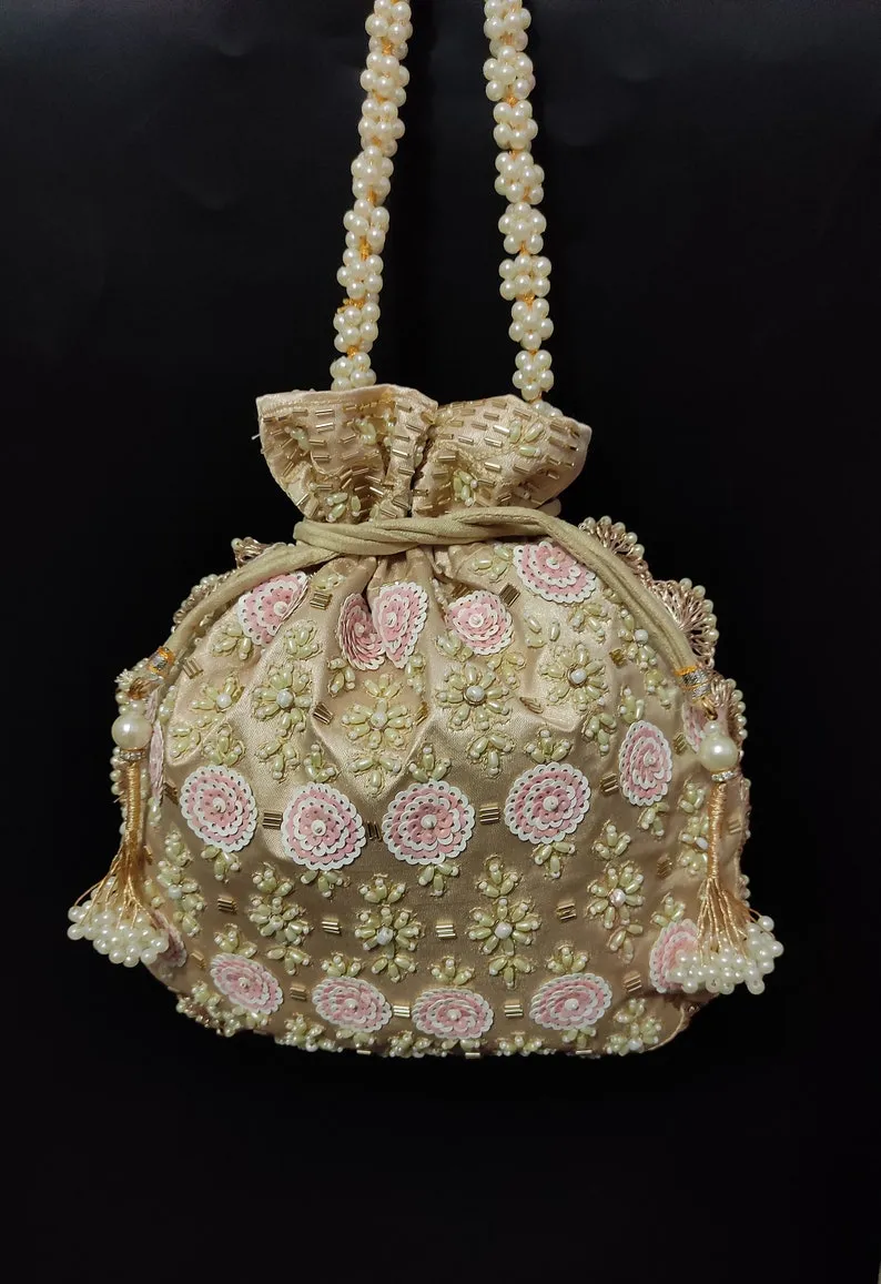 Creamy Brown embroidered Potli - Rent