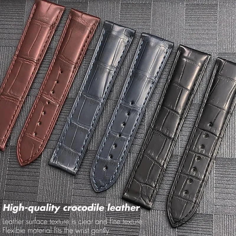 Crocodile Leather Watch Band Fit For Omega De Ville Seamaster Constellation 18mm 19mm 20mm 21mm 22mm Real Alligator Skin Strap