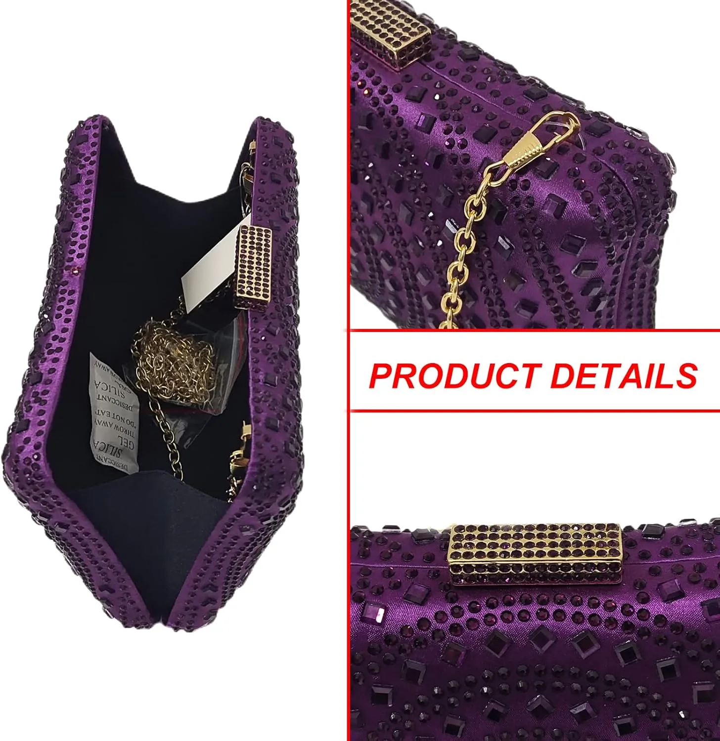 Crystal Box Clutch Rhinestone Handbags For Women Party Purse Wedding Evening Bag