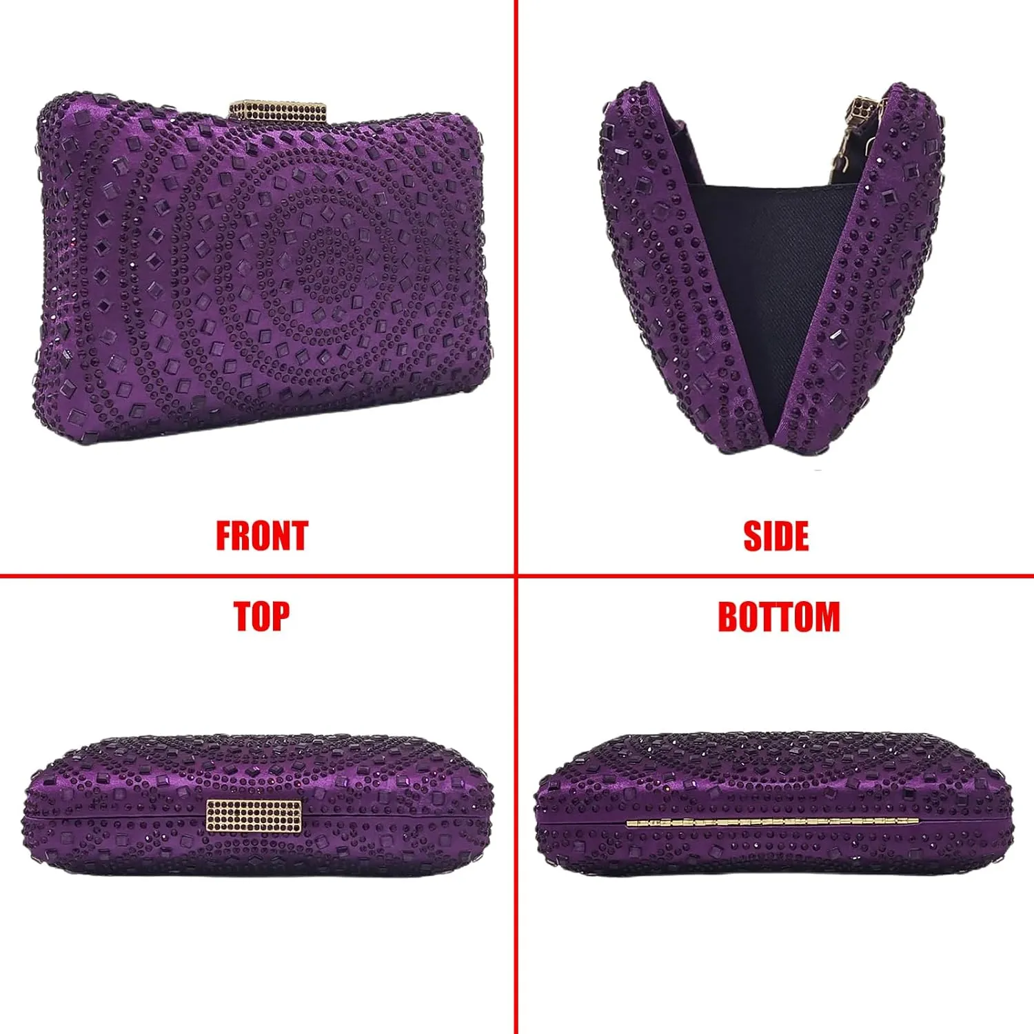 Crystal Box Clutch Rhinestone Handbags For Women Party Purse Wedding Evening Bag