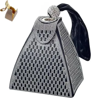 Crystal pyramid handbag, Rhinestone Gold Evening Bag, Triangle Geometric Rhinestone Luxury Evening Clutch Purse