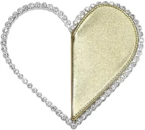 Cute Mini Heart Shape Evening Clutch Bag, Rhinestone Diamond Frame Wedding Party Purse Handbag for Women