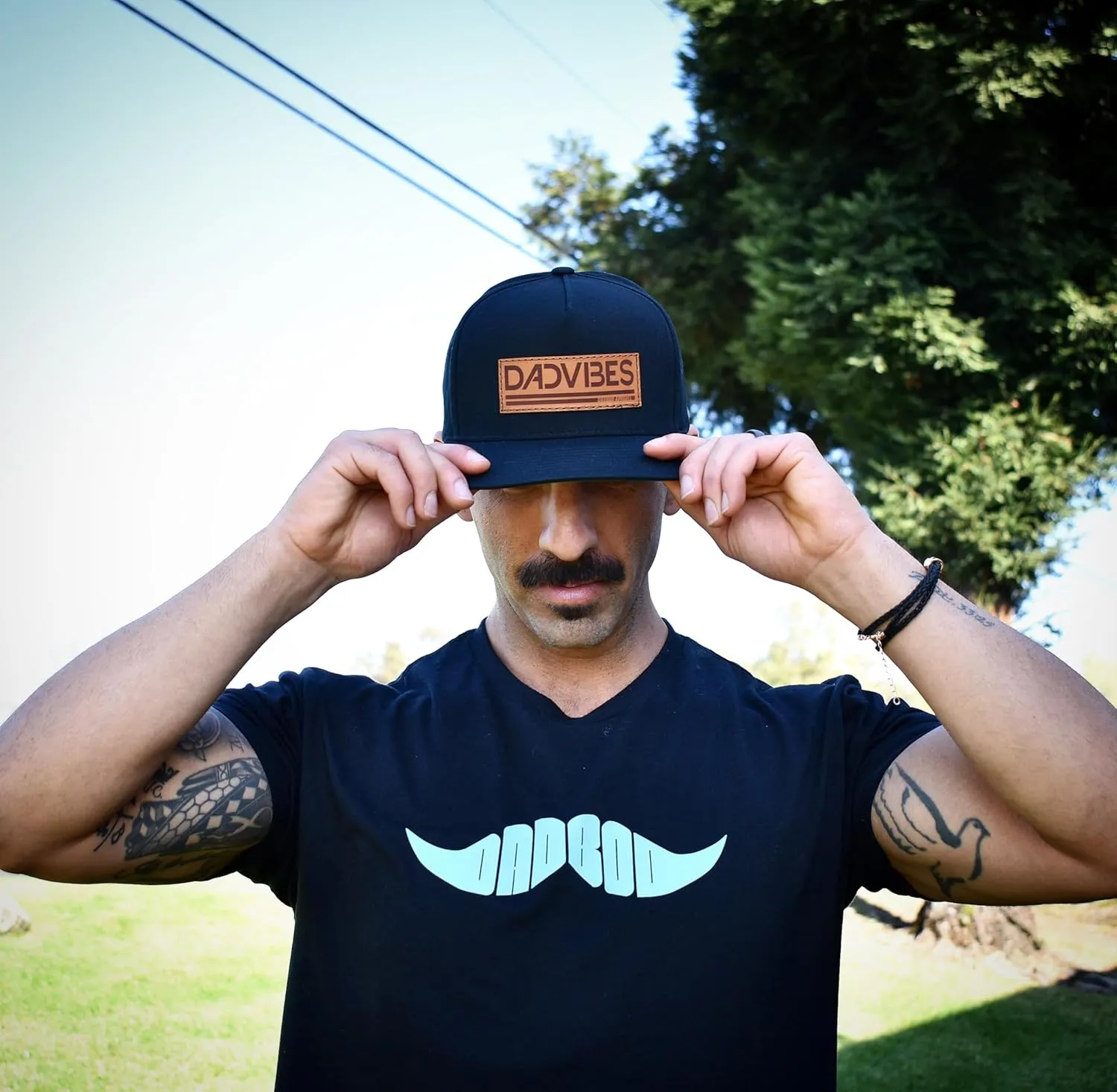 DadVibes Dad Hat - Snapback Baseball Cap Mens Leather Patch