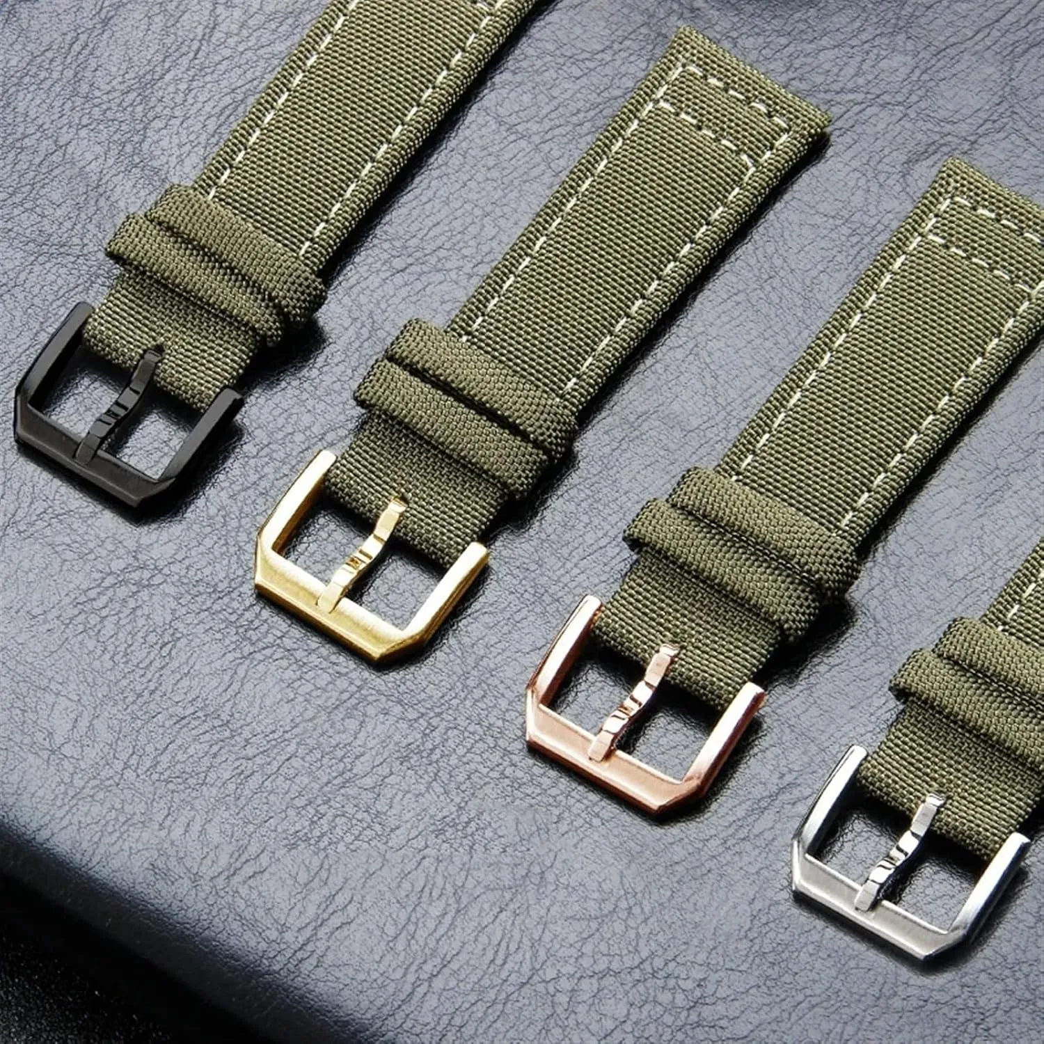 DASEB 20mm 21mm 22mm Nylon Canvas Watchband for IWC PILOT Portugal PORTOFINO Fabric Watch Strap Folding Buckle Cowhide Leather Belt