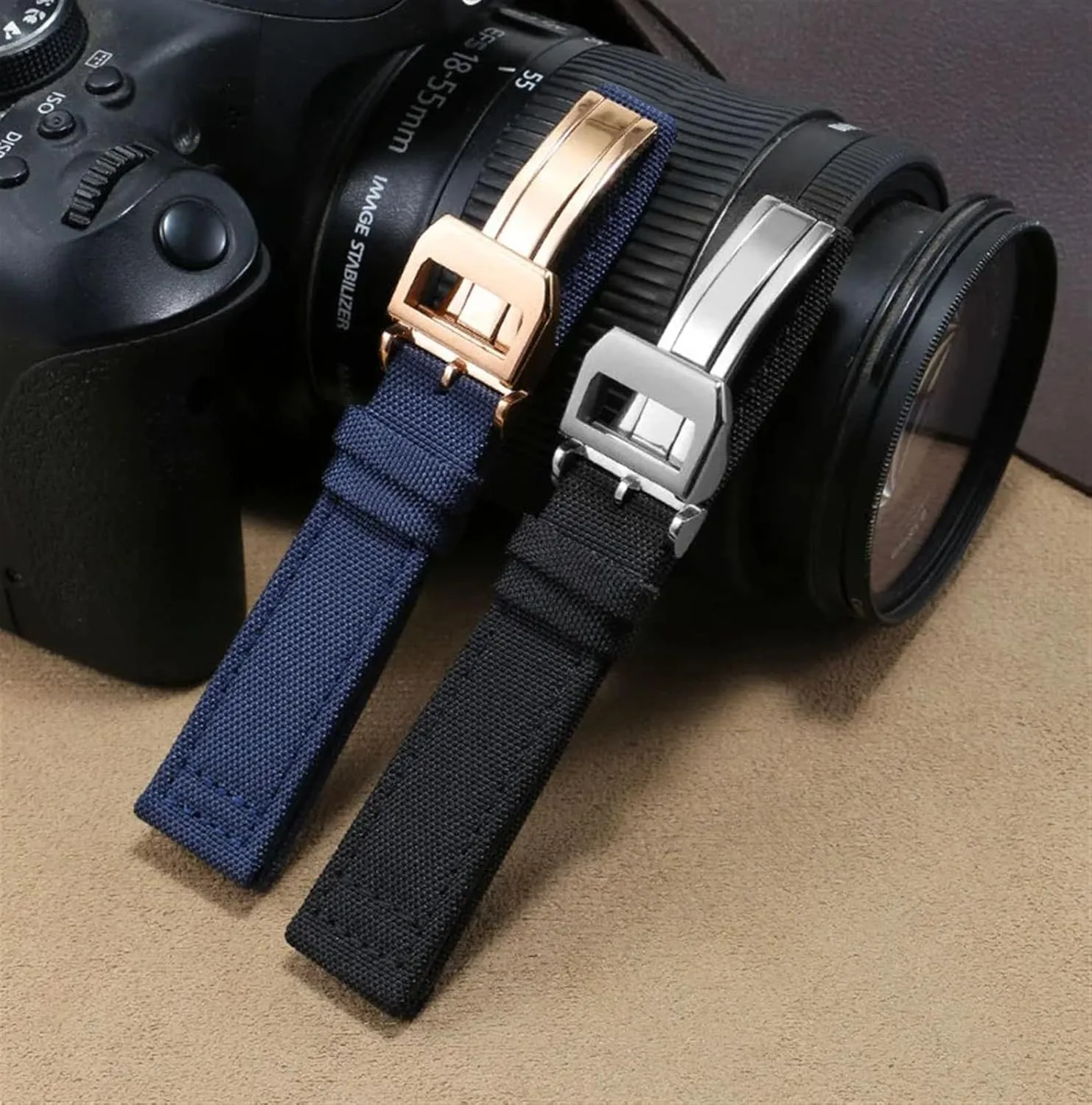 DASEB 20mm 21mm 22mm Nylon Canvas Watchband for IWC PILOT Portugal PORTOFINO Fabric Watch Strap Folding Buckle Cowhide Leather Belt