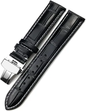 DASEB Calfskin Watchband 20mm 22mm 19mm 21mm Leather Watch Strap Stainless Steel Butterfly Buckle