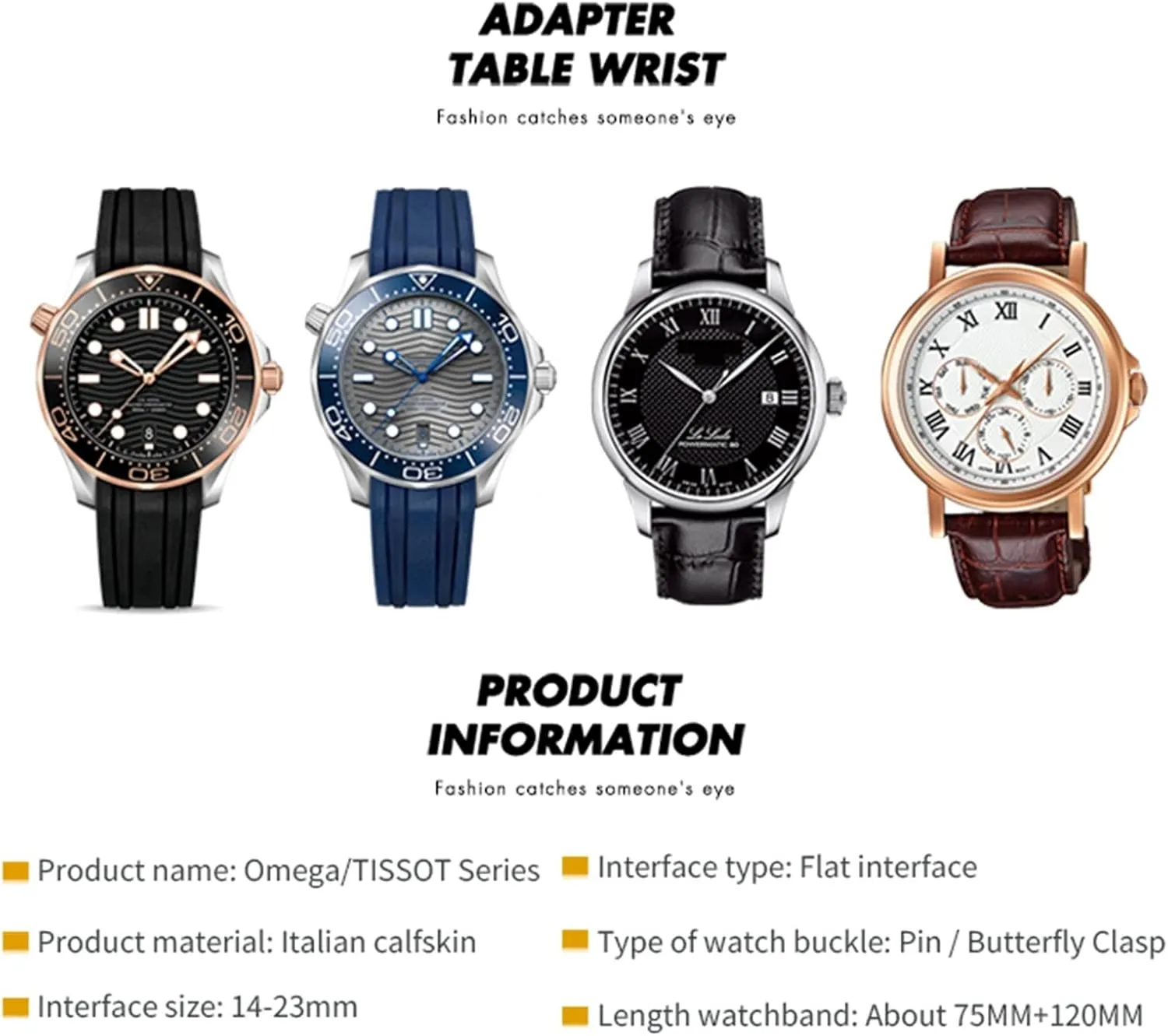 DASEB Calfskin Watchband 20mm 22mm 19mm 21mm Leather Watch Strap Stainless Steel Butterfly Buckle
