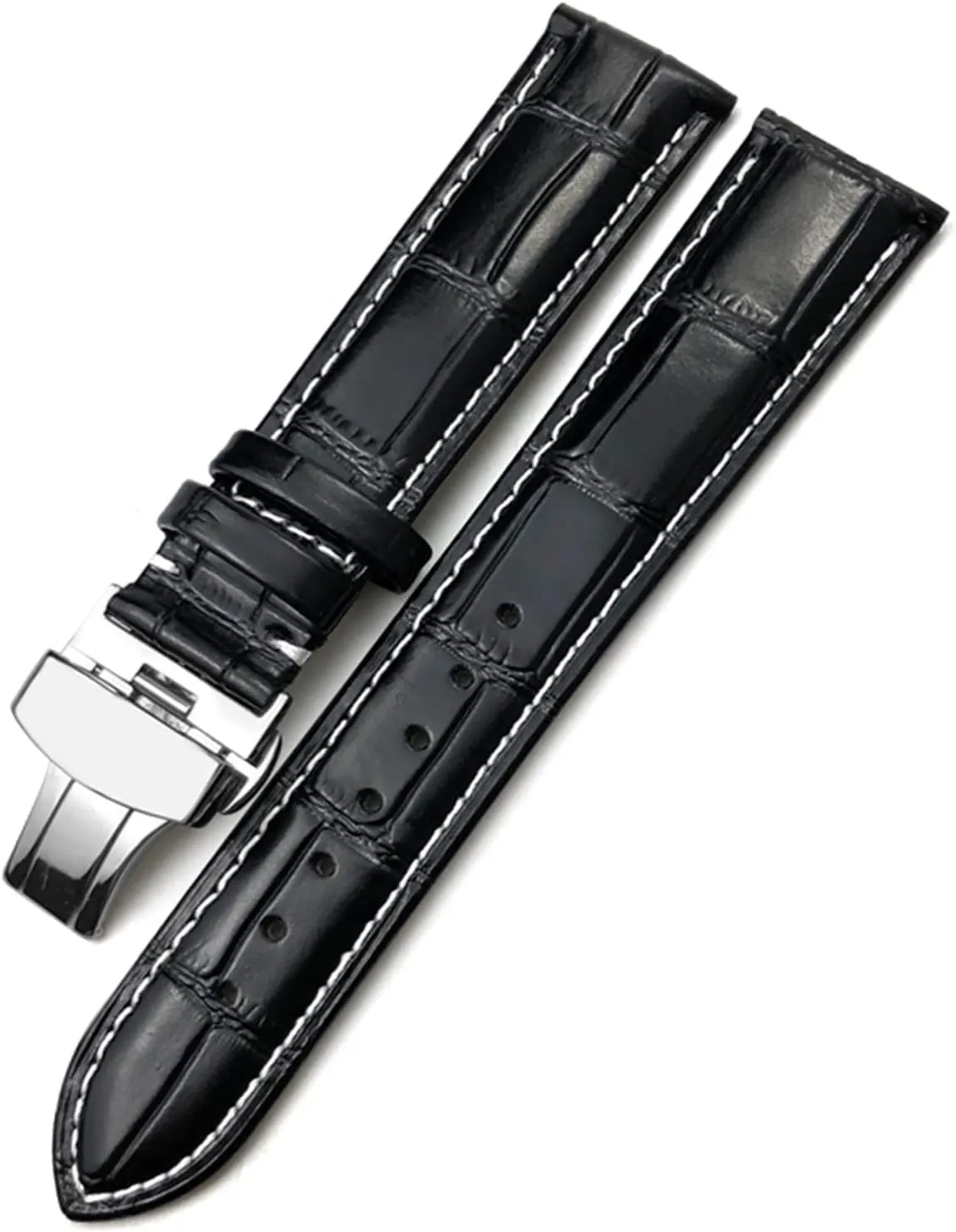 DASEB Calfskin Watchband 20mm 22mm 19mm 21mm Leather Watch Strap Stainless Steel Butterfly Buckle