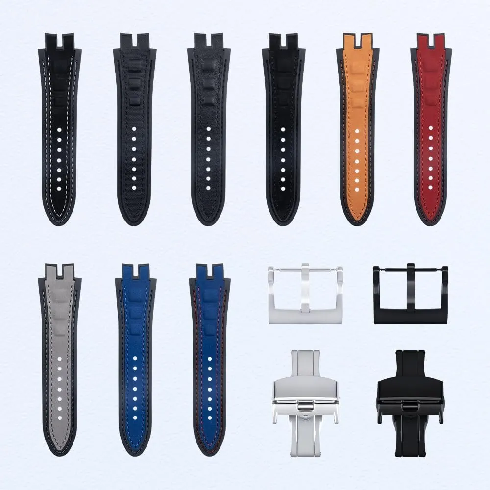 DASEB Fit For Roger Dubuis Strap For EXCALIBUR Series 28mm Nubuck Leather Belt Silicone Watch Band Accessories