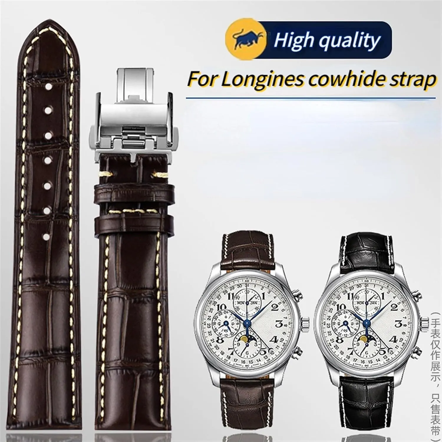 DASEB For Masters Collection L3 L4 L2.628/L2.673 Watch Strap Cowhide Leather Butterfly Buckle watchband 19 20 21mm Wristband