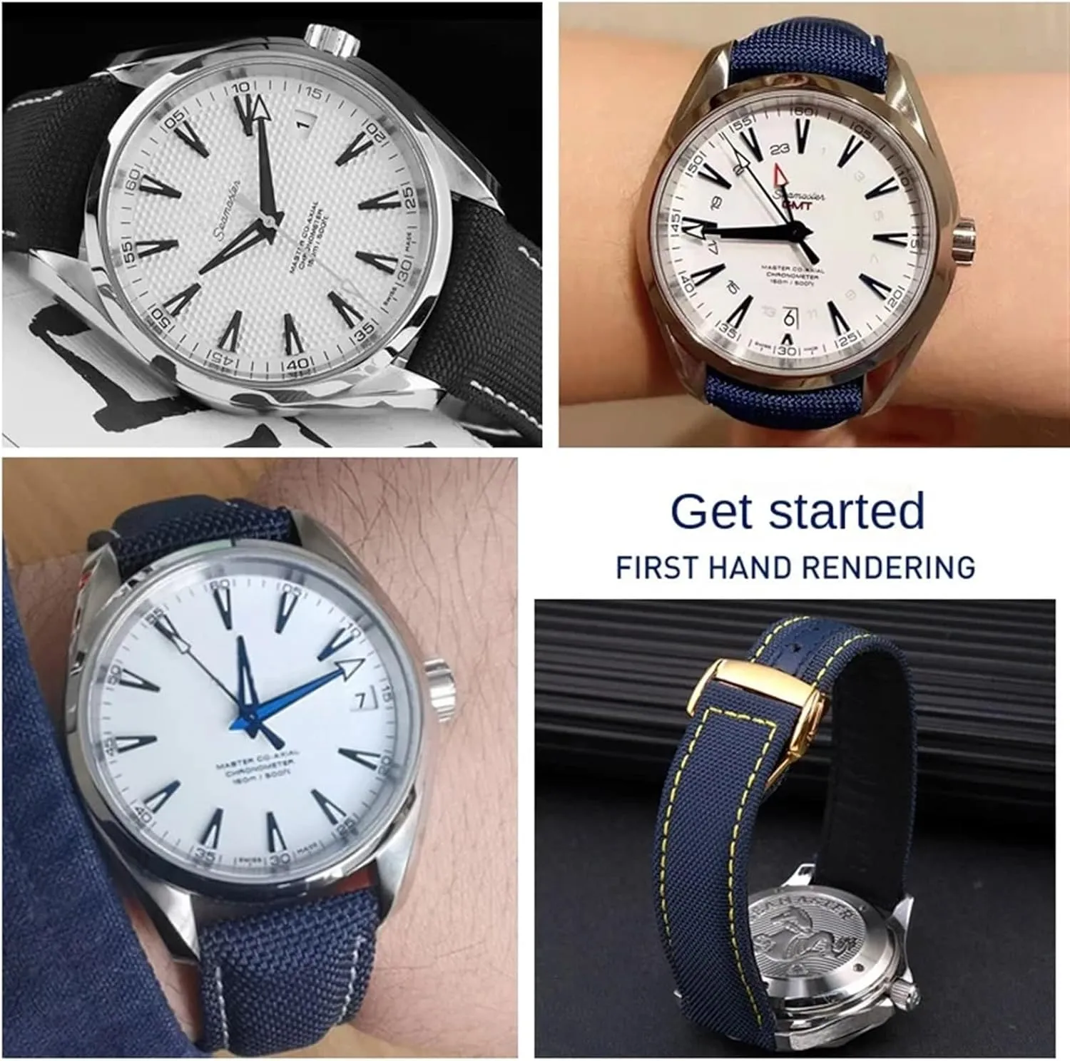 DASEB High Density Nylon leather strap For Omega New Seamaster 300 Super Master AT150 Fabric Leather AQUA TERRA men's strap 19mm 20mm
