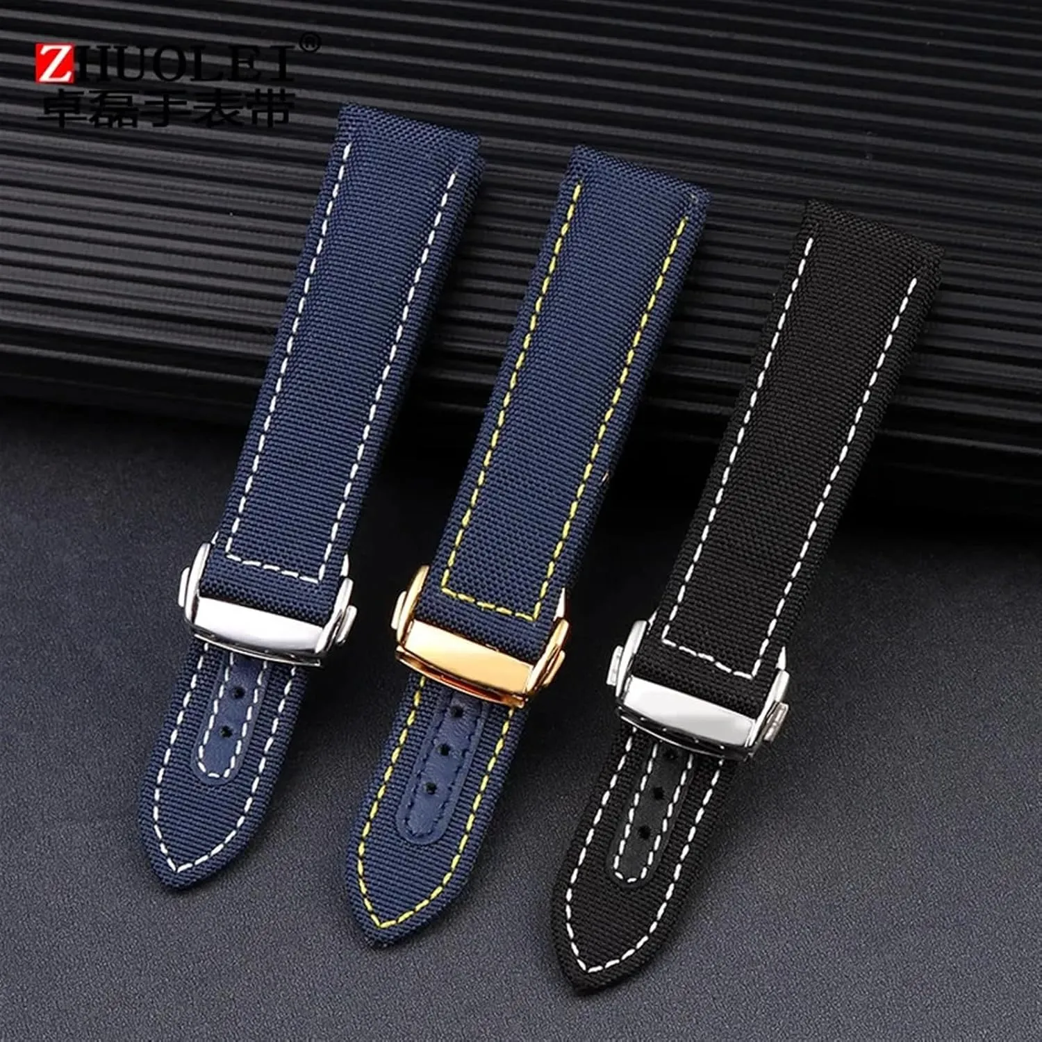DASEB High Density Nylon leather strap For Omega New Seamaster 300 Super Master AT150 Fabric Leather AQUA TERRA men's strap 19mm 20mm