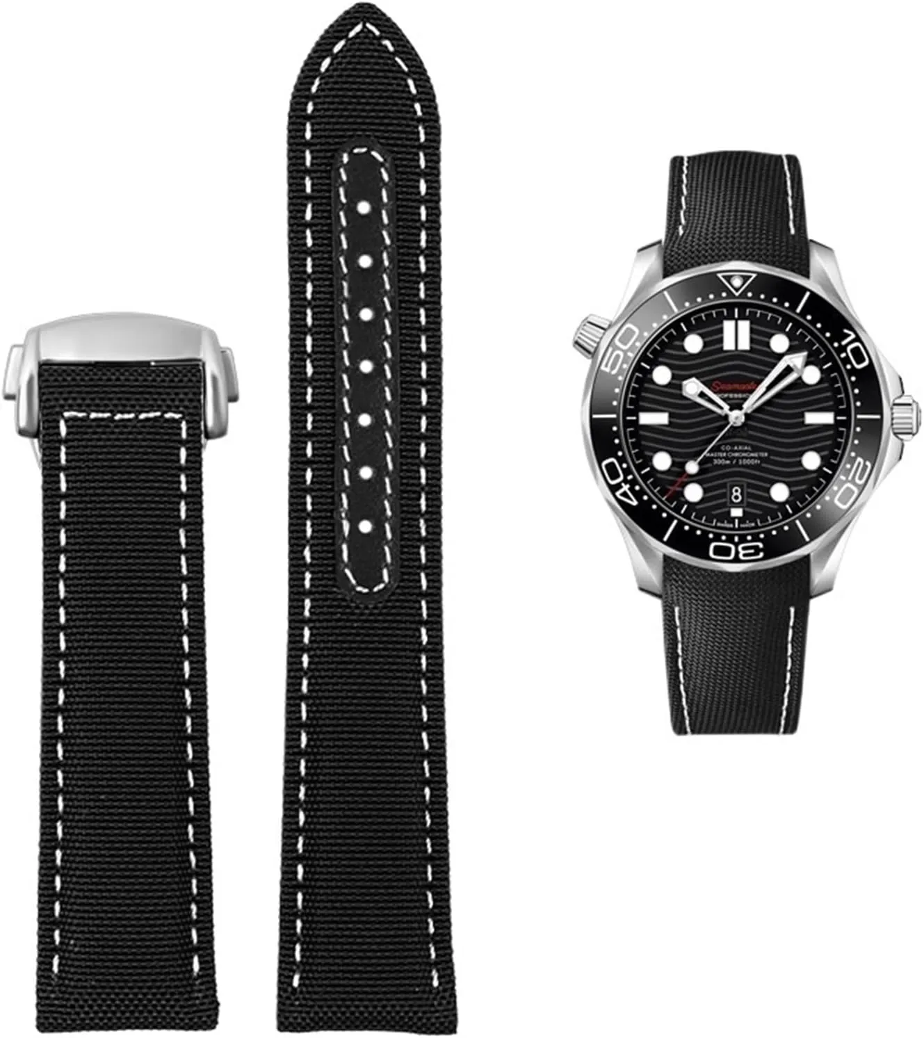 DASEB High Density Nylon leather strap For Omega New Seamaster 300 Super Master AT150 Fabric Leather AQUA TERRA men's strap 19mm 20mm
