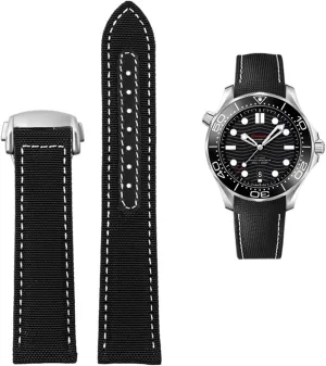 DASEB High Density Nylon leather strap For Omega New Seamaster 300 Super Master AT150 Fabric Leather AQUA TERRA men's strap 19mm 20mm