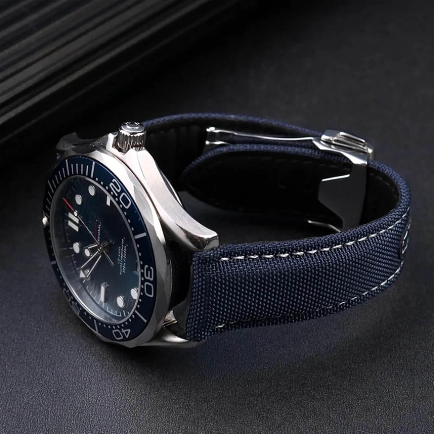 DASEB High Density Nylon leather strap For Omega New Seamaster 300 Super Master AT150 Fabric Leather AQUA TERRA men's strap 19mm 20mm
