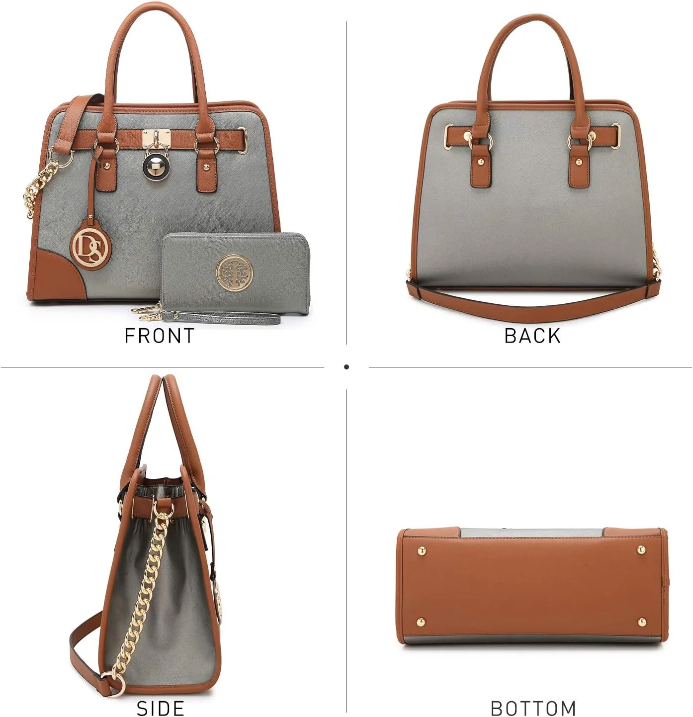 Dasein Women Handbags Top Handle Satchel Purse Shoulder Bag Hobo Bag Work Bag Set 2pcs
