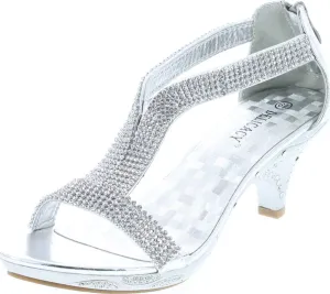 Delicacy Women Lety73 Rhinestone T-Strap Evening Dancing Dress Low Heel Sandals