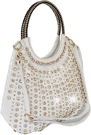 Diamonds Women Handbags Genuine Leather Shoulder Bag Female White Rhinestone Messenger Crossbody Tote Bags For Walks