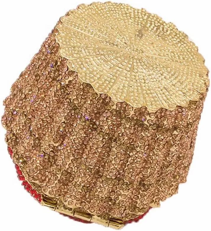 DJBM Cute Cupcake Rhinestone Clutch Diamond Crystal Purse Evening Bags for Women Party Wedding Cocktail Prom