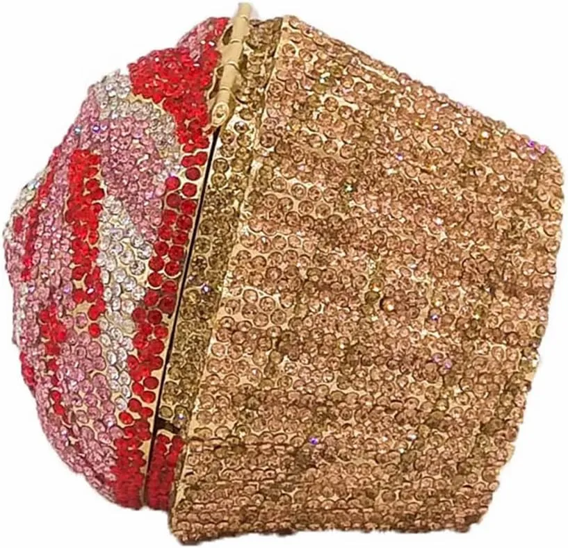 DJBM Cute Cupcake Rhinestone Clutch Diamond Crystal Purse Evening Bags for Women Party Wedding Cocktail Prom