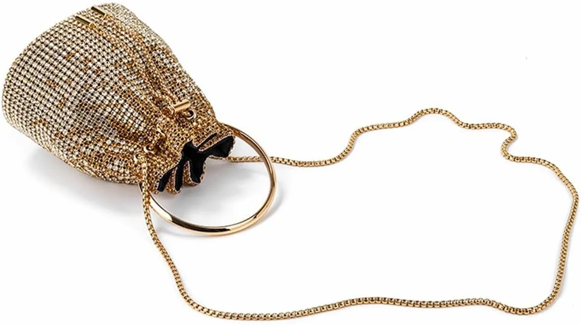 DJBM Women Full Diamonds Bucket Handbag Rhinestone Clutch Purse Evening Clutch for Women Party Prom Cocktail Wedding
