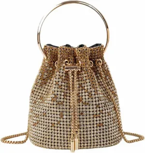 DJBM Women Full Diamonds Bucket Handbag Rhinestone Clutch Purse Evening Clutch for Women Party Prom Cocktail Wedding
