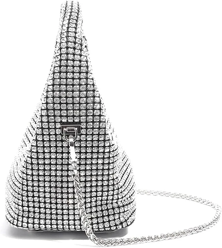 DJBM Women Full Diamonds Bucket Handbag Rhinestone Clutch Purse Evening Clutch for Women Party Prom Cocktail Wedding