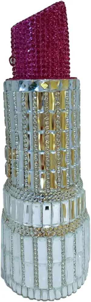 DJBM Women Lipstick Rhinestone Handbag Sparkling Deluxe Crystal Evening Clutch for Cocktail Prom