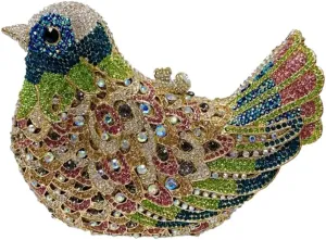 DJBM Women Lovely Bird Clutch Bag Sparkling Luxury Crystal Purse with Chian for Nightclub Celebration