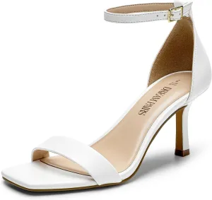 DREAM PAIRS Women's High Stilettos Open Square Toe Ankle Strap Heels Sexy Fashion Comfort Dress Shoes Wedding Bridal Pumps Heeled Sandals