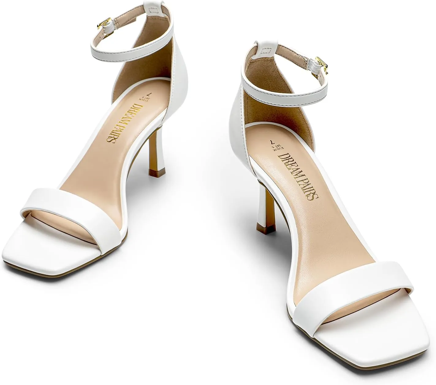 DREAM PAIRS Women's High Stilettos Open Square Toe Ankle Strap Heels Sexy Fashion Comfort Dress Shoes Wedding Bridal Pumps Heeled Sandals