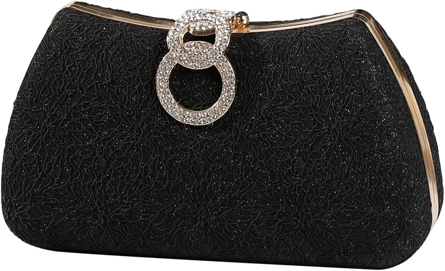 Dreubea Women's Fashion Evening Bag Rhinestone Decrated Clutch Handbag with Chain
