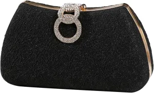 Dreubea Women's Fashion Evening Bag Rhinestone Decrated Clutch Handbag with Chain
