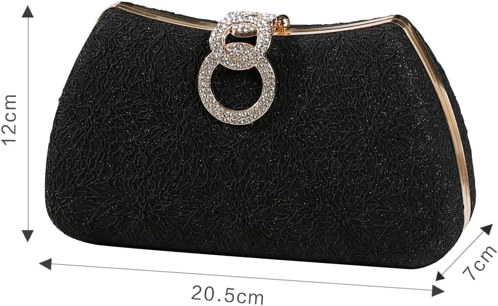 Dreubea Women's Fashion Evening Bag Rhinestone Decrated Clutch Handbag with Chain