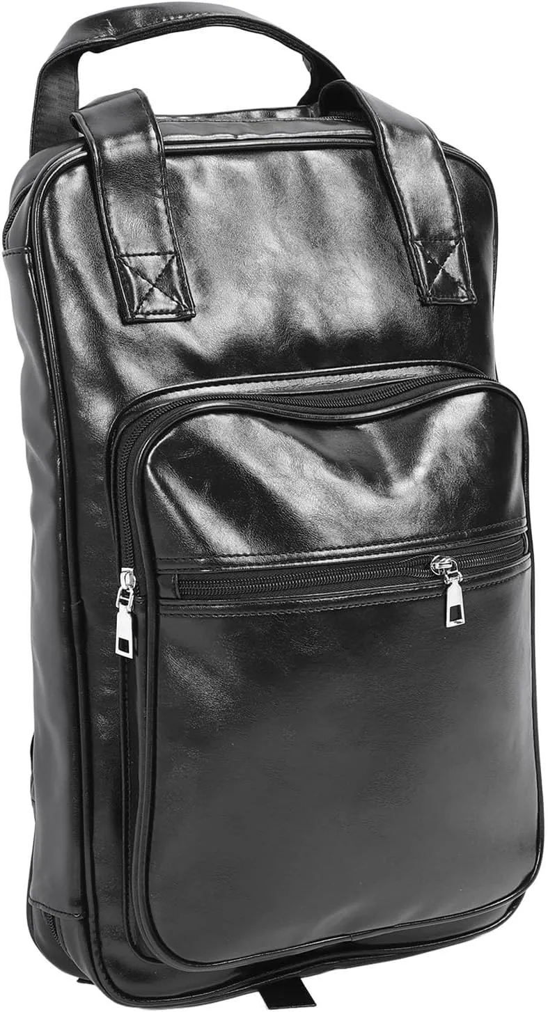 Drumstick Mallet Bag, Minimalist Multifunctional PU Leather Drumstick Bag for Travel (Black)