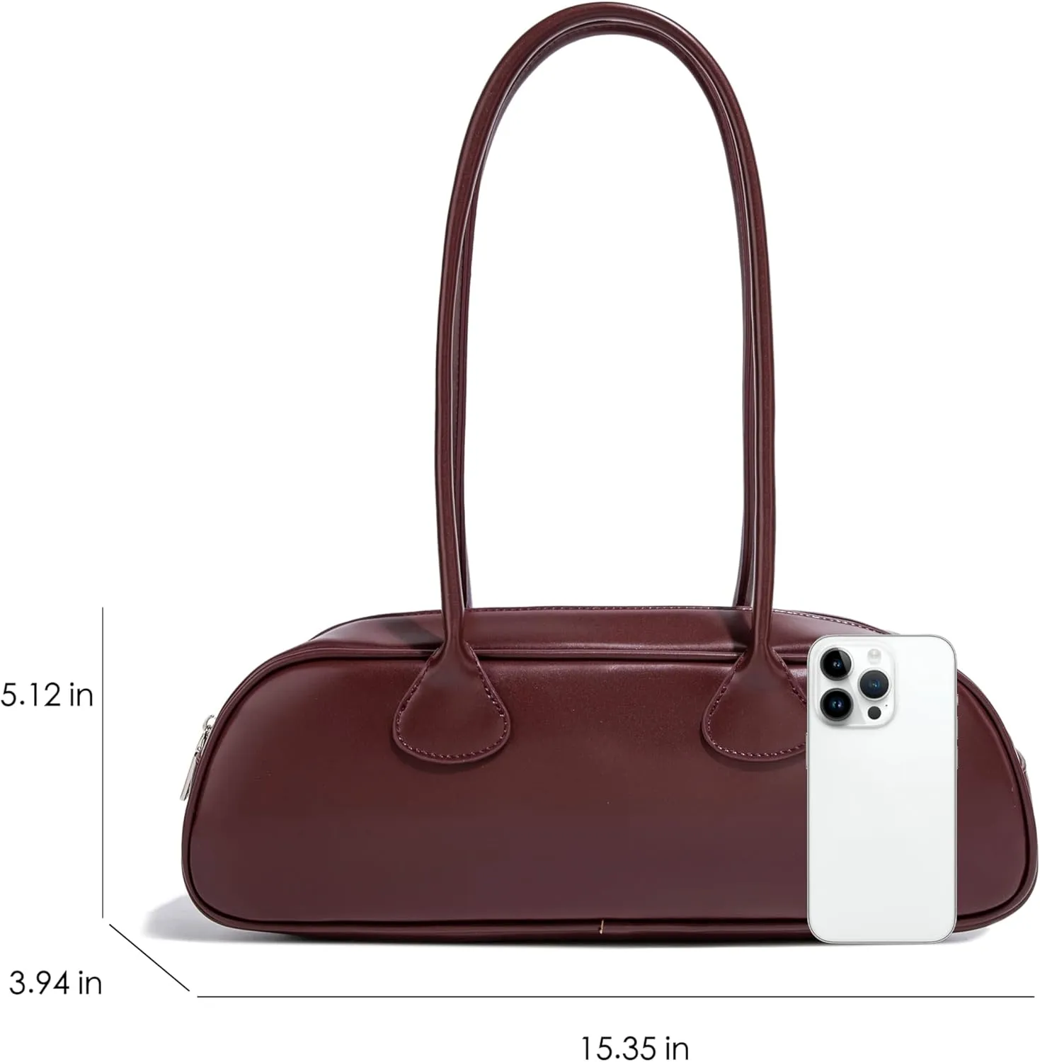 East West Le Teckel Handbag for Women Elegant Genuine Leather Shoulder Purse for Formal Events or Work