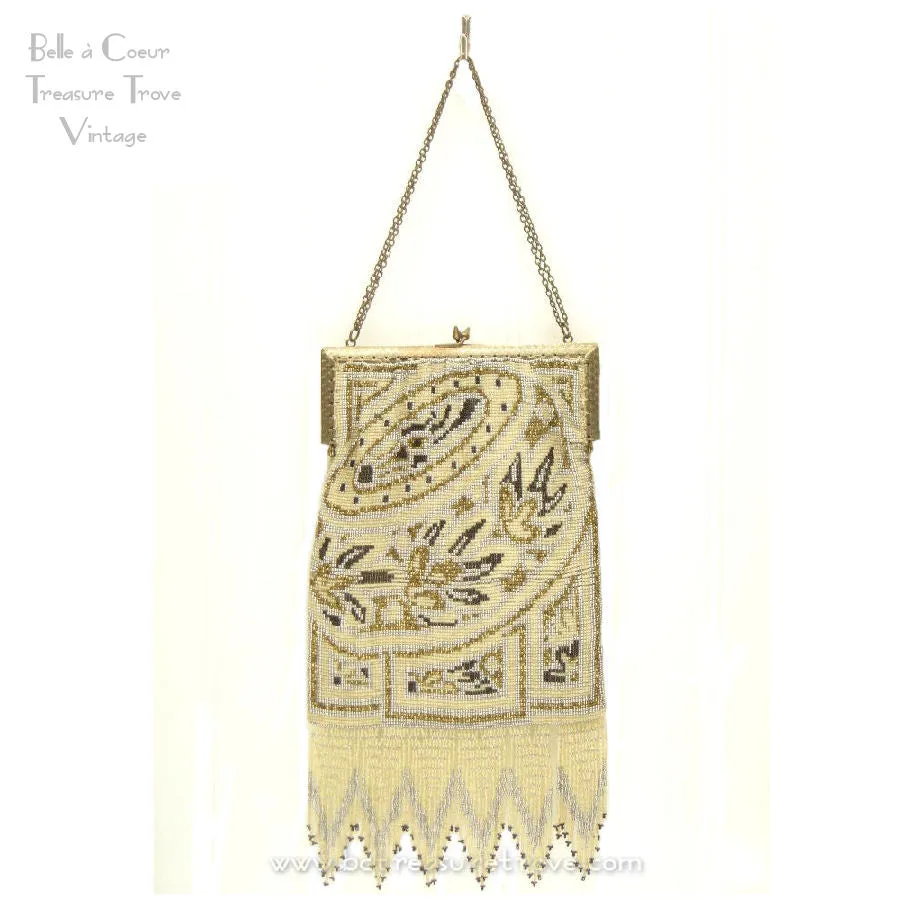 Elegant Art Deco Beaded Purse with Fabulous Fringe