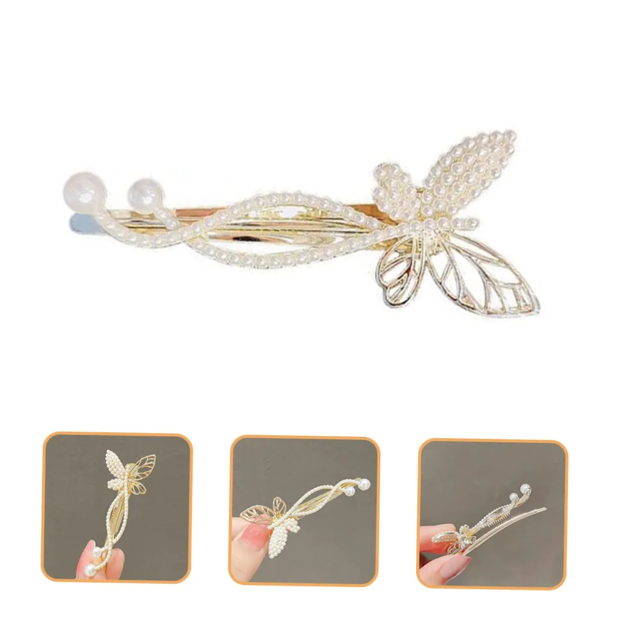Elegant Camellia Pearl Hair Clips 4pcs Pearls Hair Side Clips for Wedding and Bridal