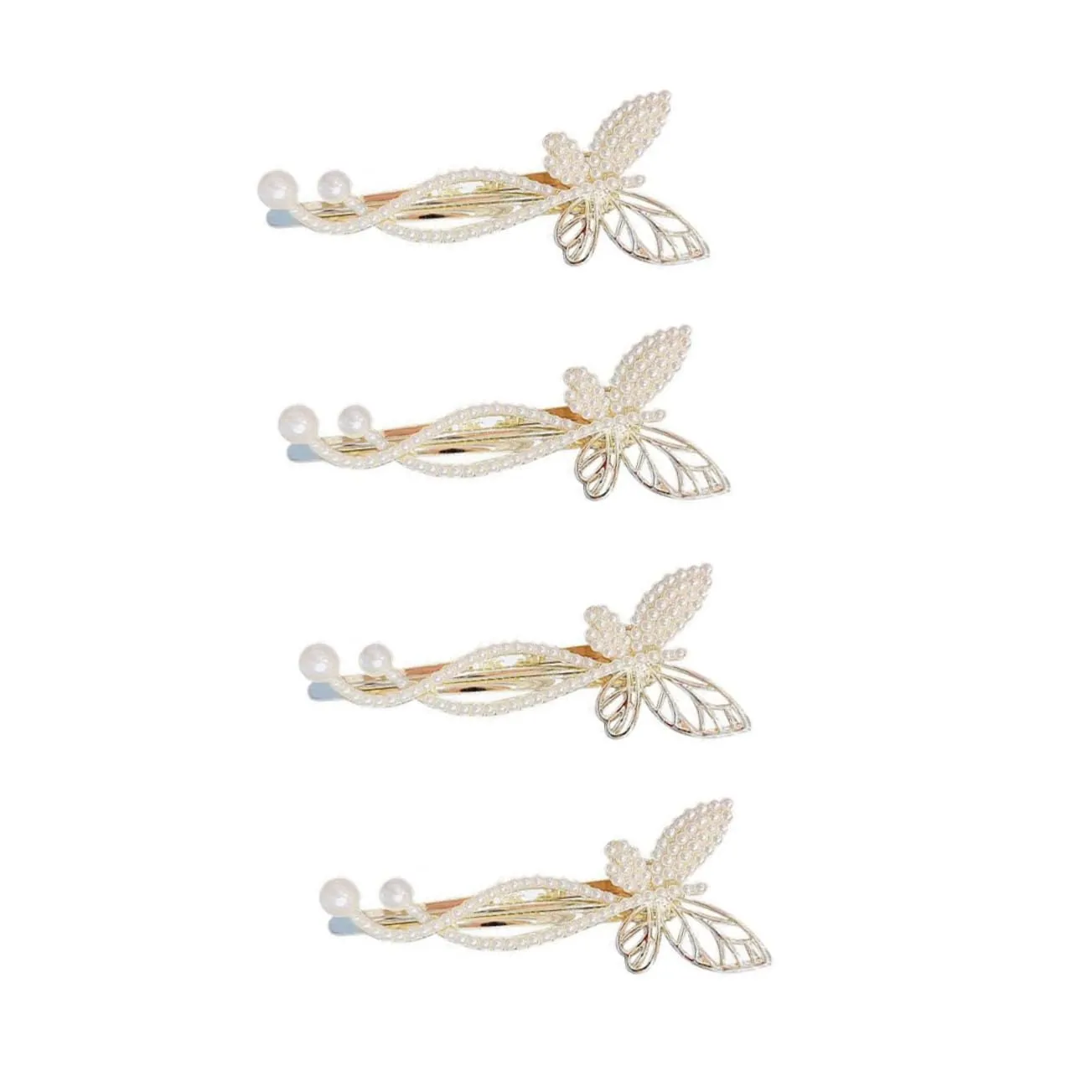 Elegant Camellia Pearl Hair Clips 4pcs Pearls Hair Side Clips for Wedding and Bridal