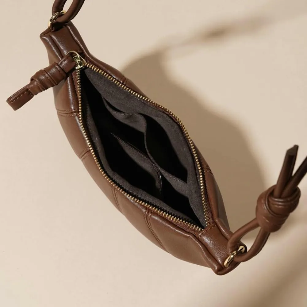 Elegant Leather Single-Shoulder Bag Women - Versatile Chic Cowhide Crossbody Messenger Bag Minimalist Dumpling Shape