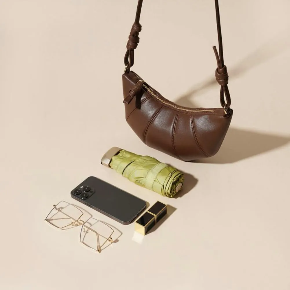 Elegant Leather Single-Shoulder Bag Women - Versatile Chic Cowhide Crossbody Messenger Bag Minimalist Dumpling Shape