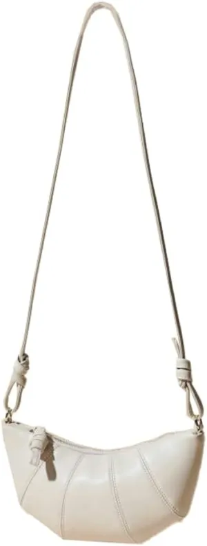 Elegant Leather Single-Shoulder Bag Women - Versatile Chic Cowhide Crossbody Messenger Bag Minimalist Dumpling Shape