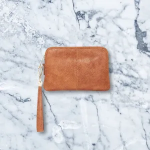 Elms   King Bowery Coin Purse, Tan Pebble