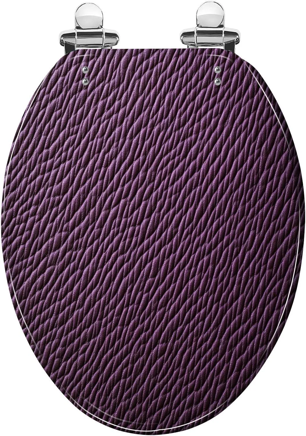 Elongated Toilet Seat Purple violet leather texture Purple violet leather bag Art Resin Toilet Seat with Cover Easy to Install Quietly Close Quick Release Hinges Decorative