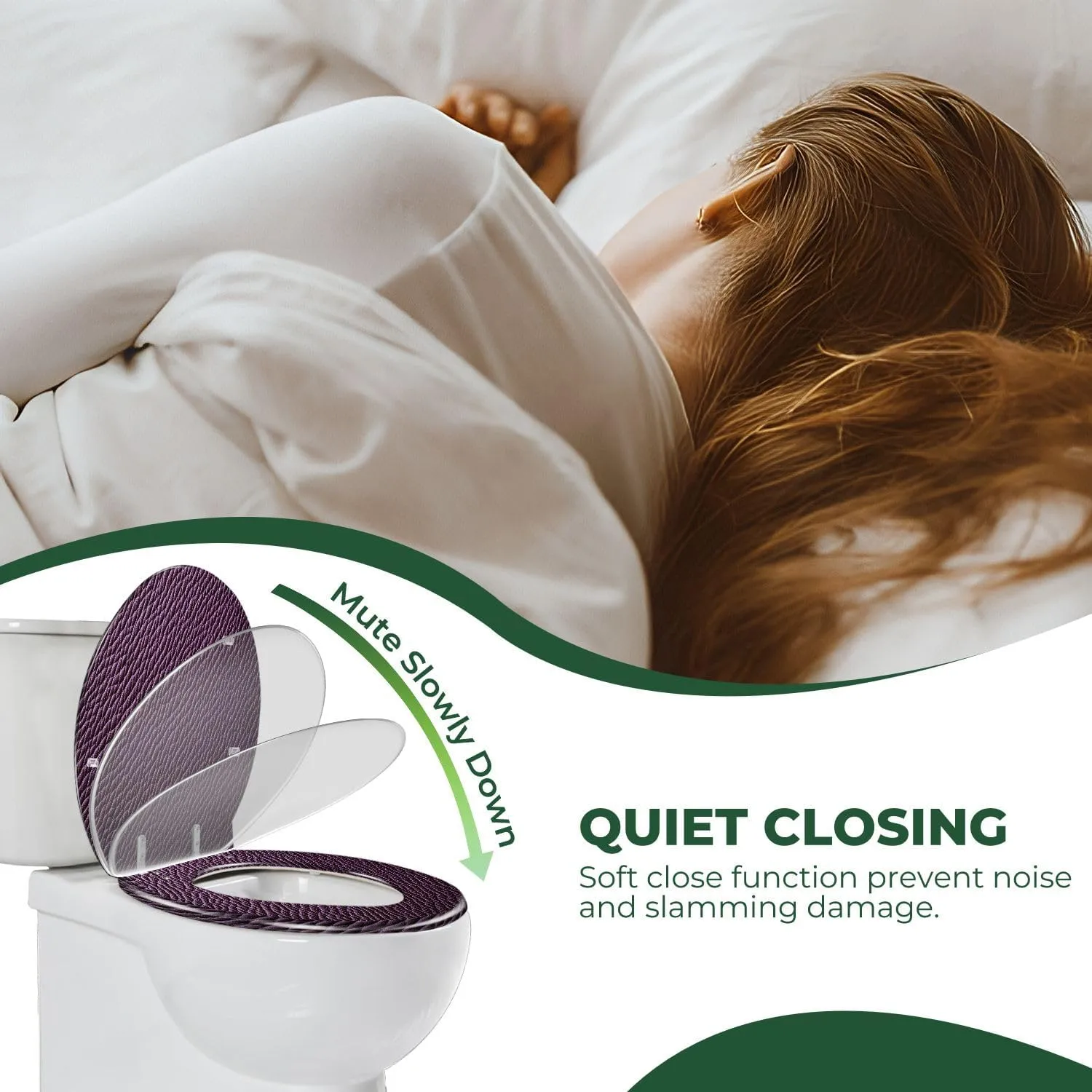Elongated Toilet Seat Purple violet leather texture Purple violet leather bag Art Resin Toilet Seat with Cover Easy to Install Quietly Close Quick Release Hinges Decorative