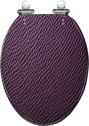 Elongated Toilet Seat Purple violet leather texture Purple violet leather bag Art Resin Toilet Seat with Cover Easy to Install Quietly Close Quick Release Hinges Decorative