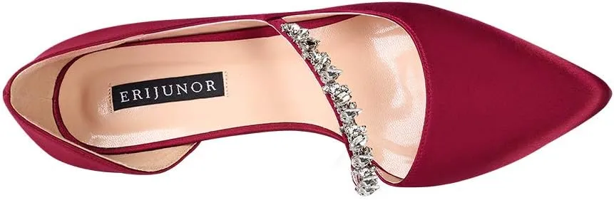 ERIJUNOR Women Mid Kitten Heels Closed Pointy Toe D’Orsay Pumps Wedding Party Shoes