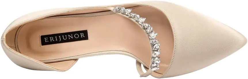 ERIJUNOR Women Mid Kitten Heels Closed Pointy Toe D’Orsay Pumps Wedding Party Shoes